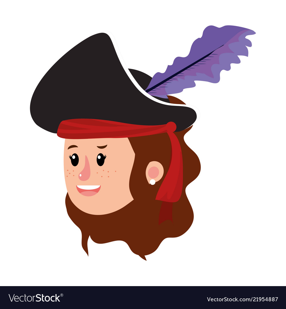 Girl head with pirate costume and hairstyle