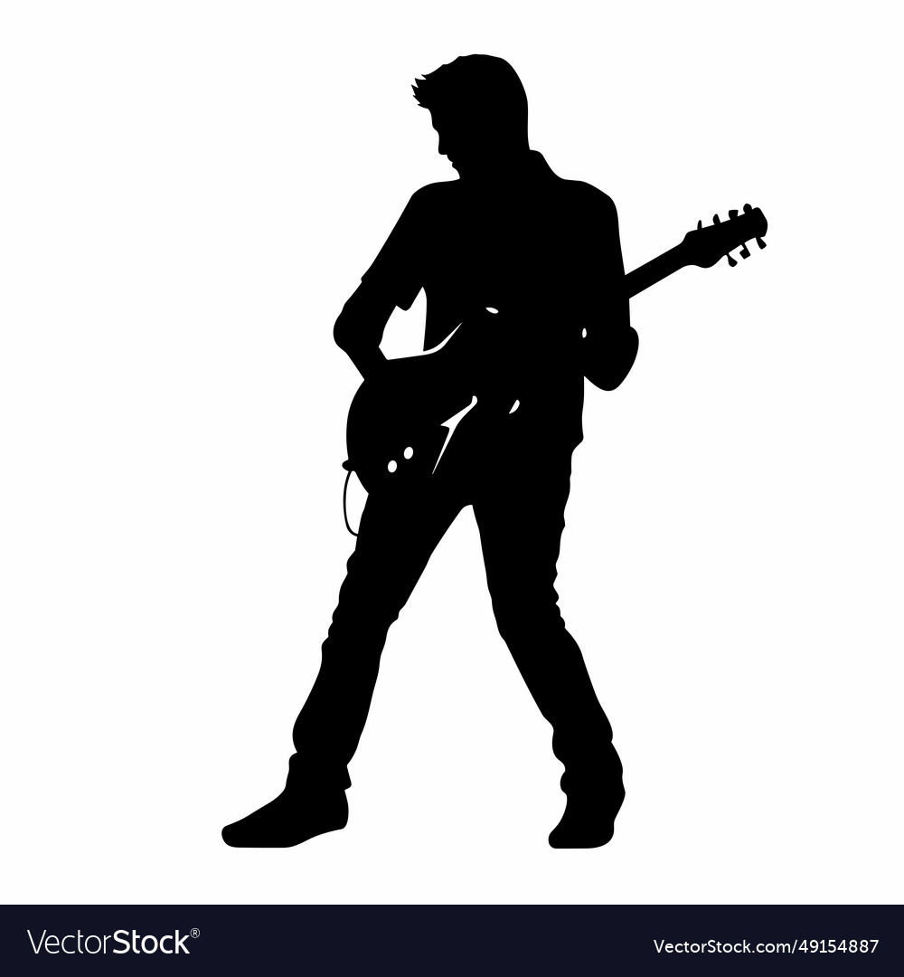 Guitarist black icon on white background Vector Image