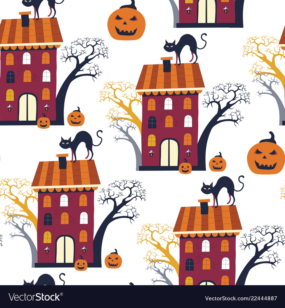 Halloween seamless pattern holiday design vector image Halloween seamless pattern holiday design