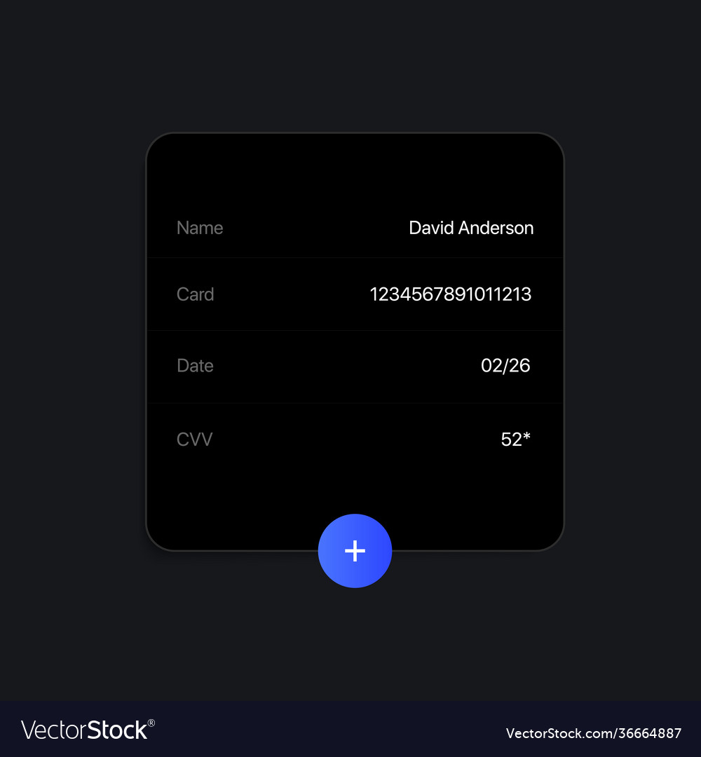 Payment information digital widget ui vector image Payment information digital widget ui