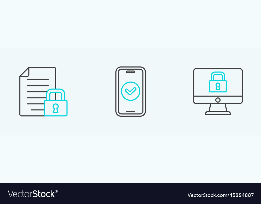 Set line lock on monitor document vector image Set line lock on monitor document