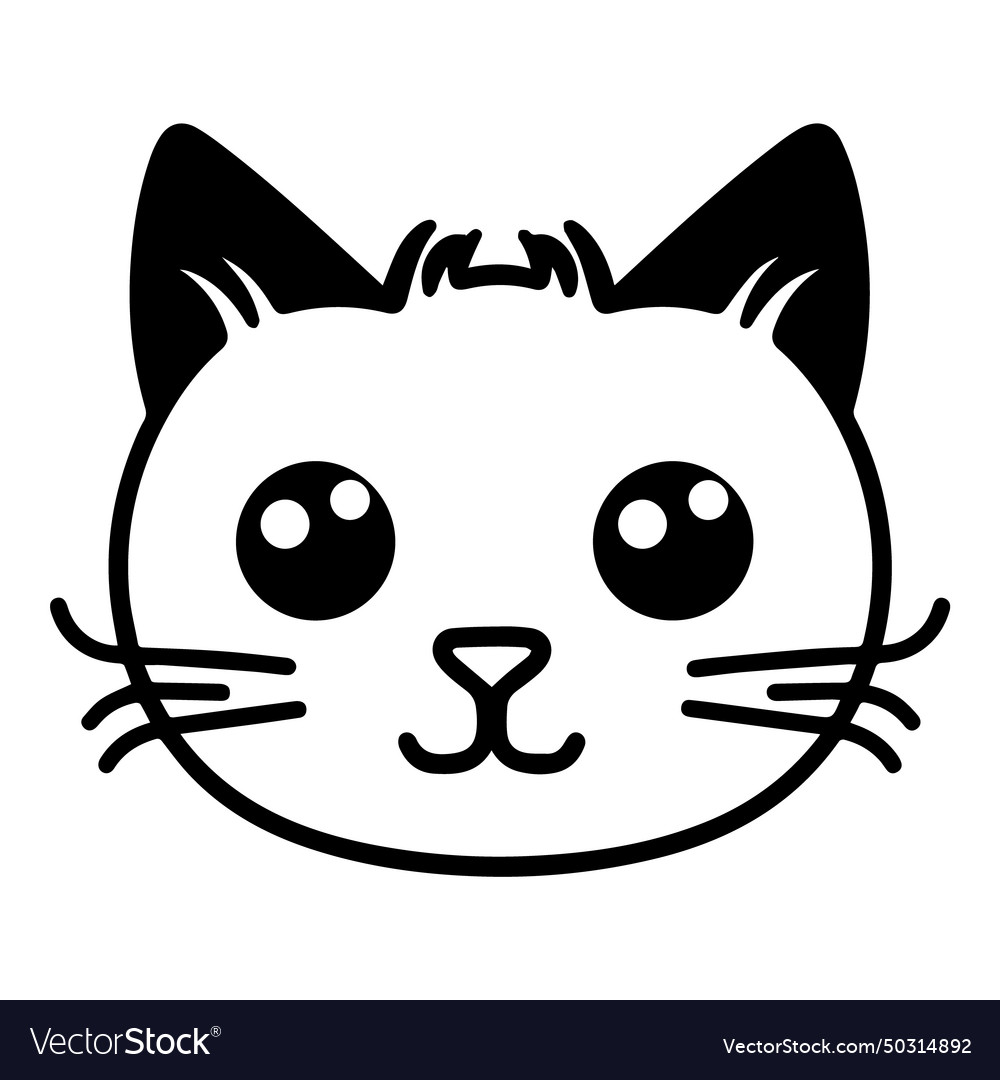 Cat face flat icon isolated on white background