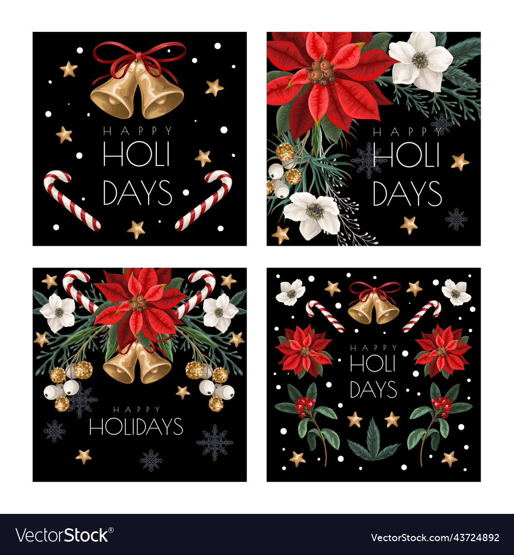 Christmas card with botanical plants flowers vector image Christmas card with botanical plants flowers