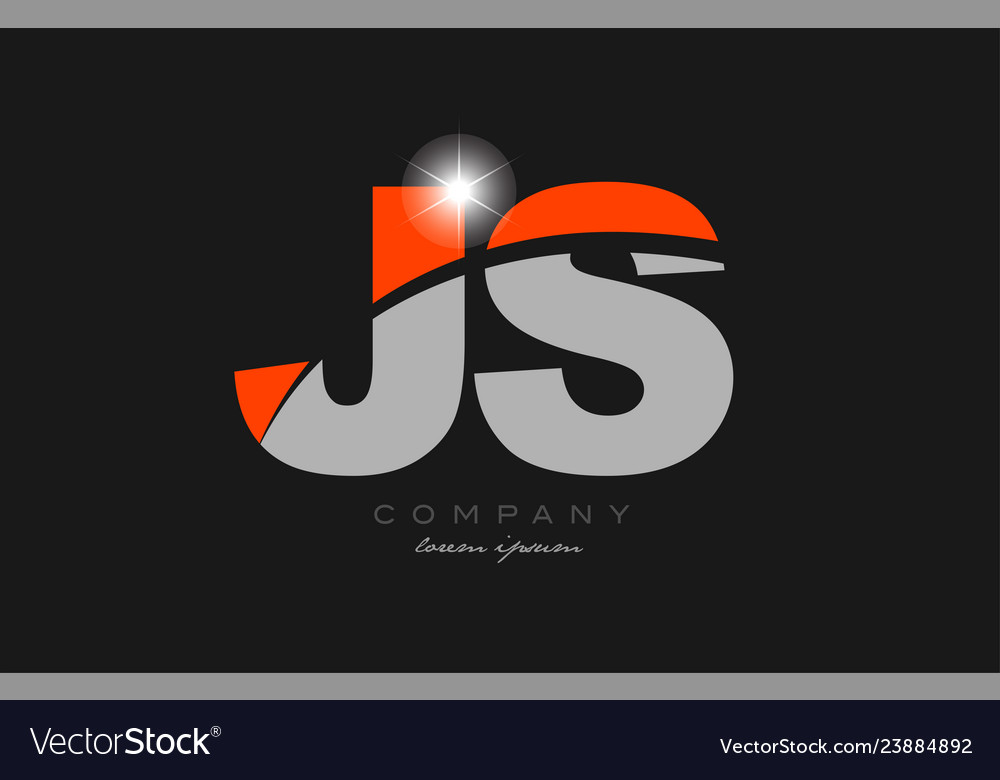Combination letter js j s in grey orange color Vector Image
