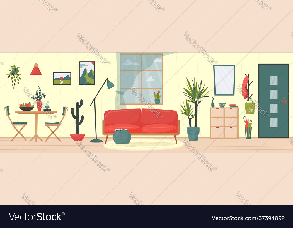 Cozy apartment cute minimalistic interior window Vector Image