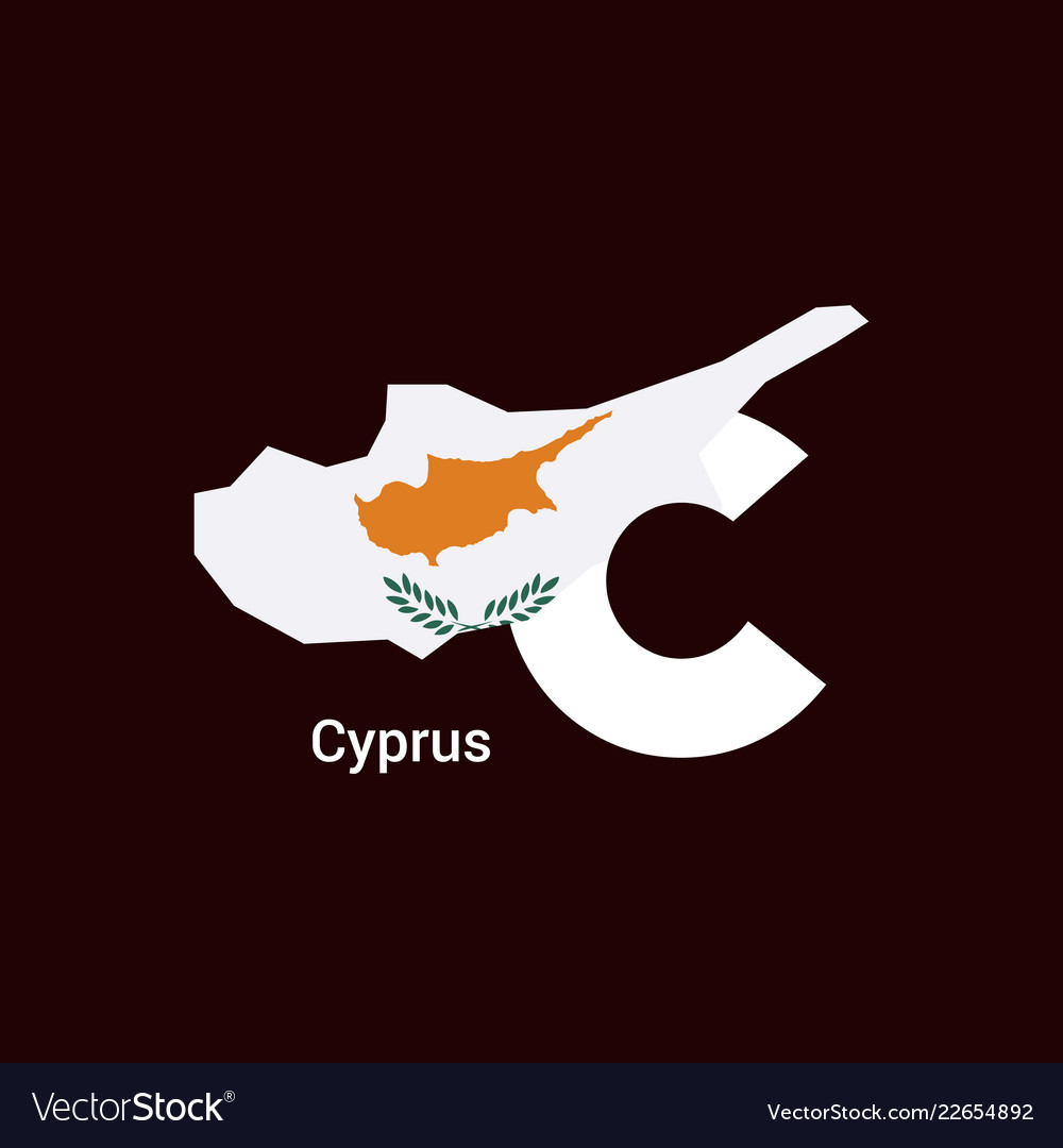 Cyprus initial letter country with map and flag