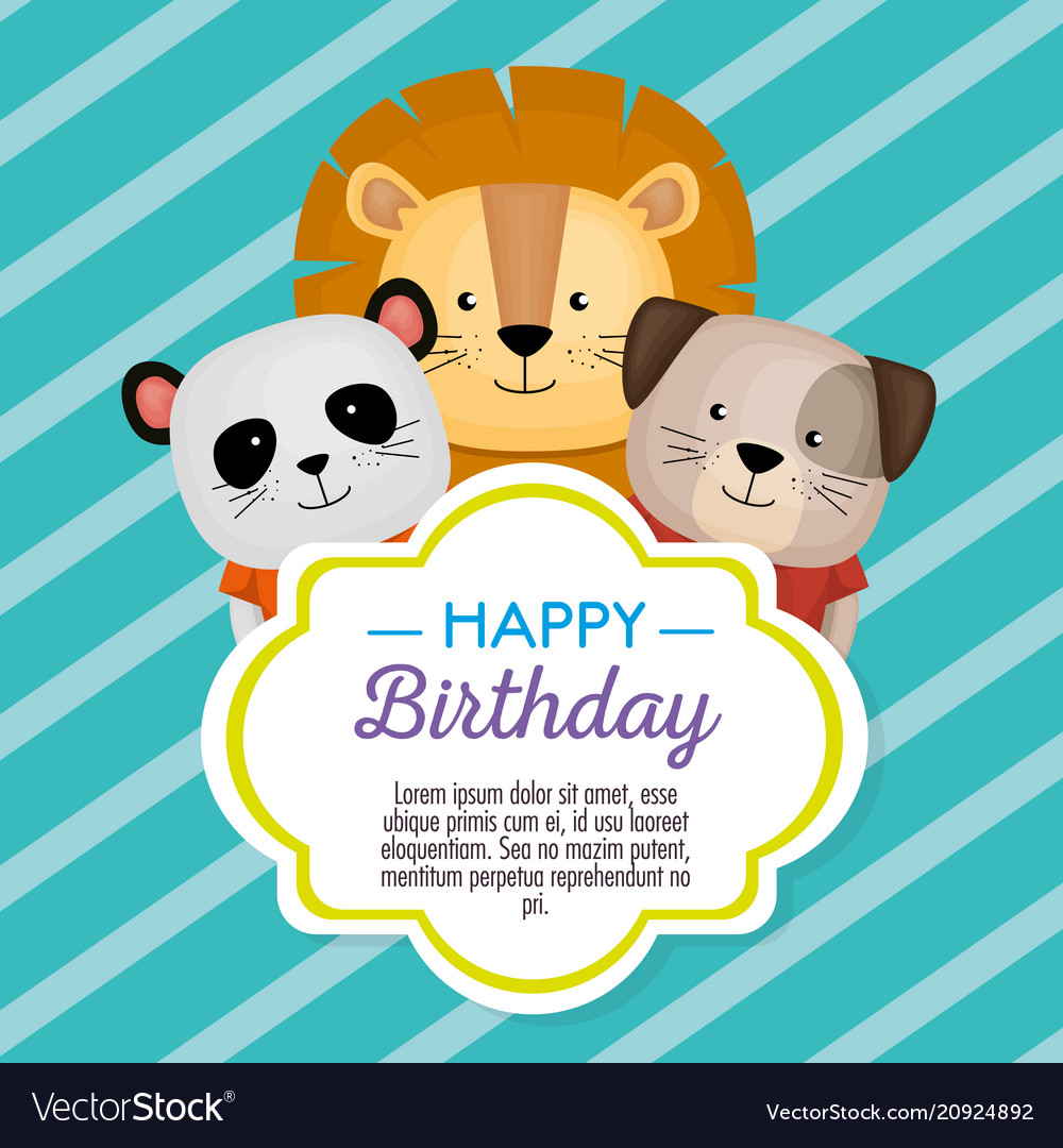 Happy birthday card with cute animals