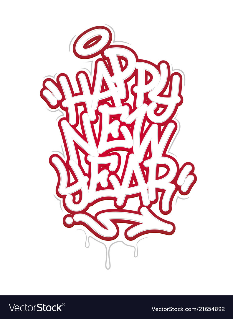 happy new year tag graffiti style label lettering vector image graffiti lettering