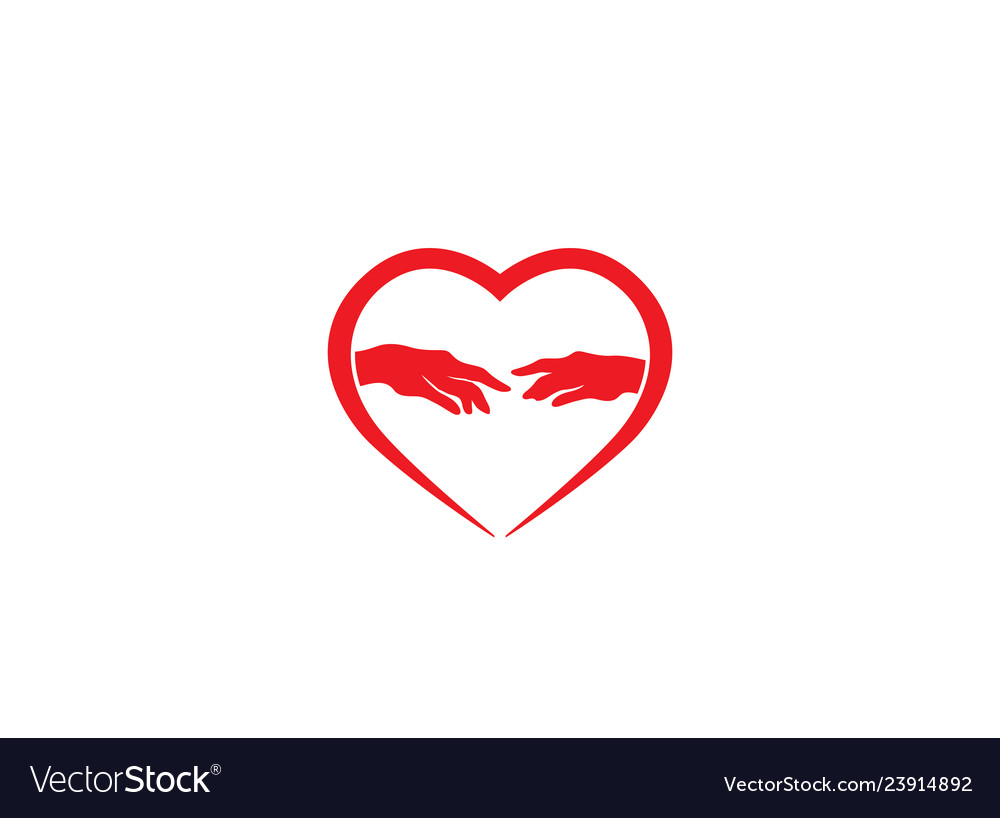 Heart and hands meeting for logo design Royalty Free Vector