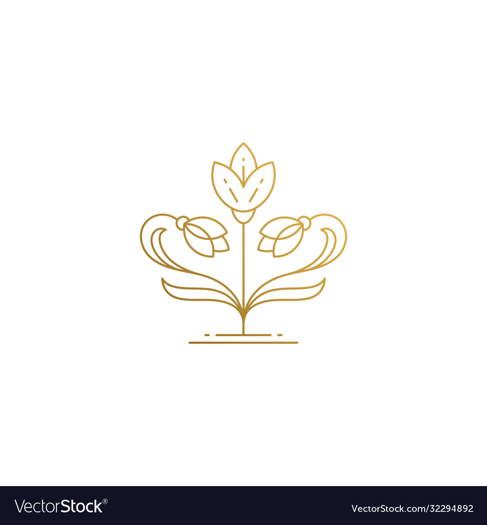 Linear icon growing flower hand drawn with thin Vector Image