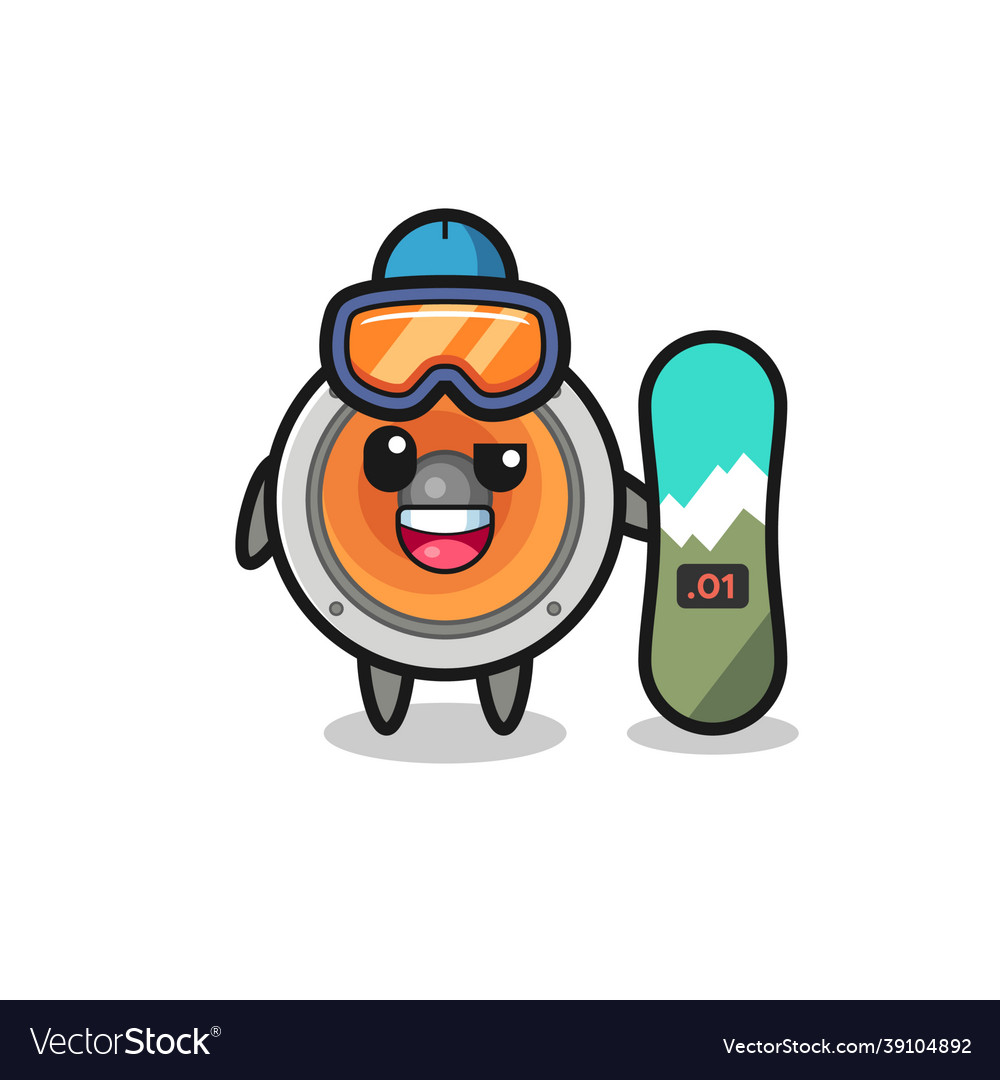 Loudspeaker character with snowboarding style vector image Loudspeaker character with snowboarding style