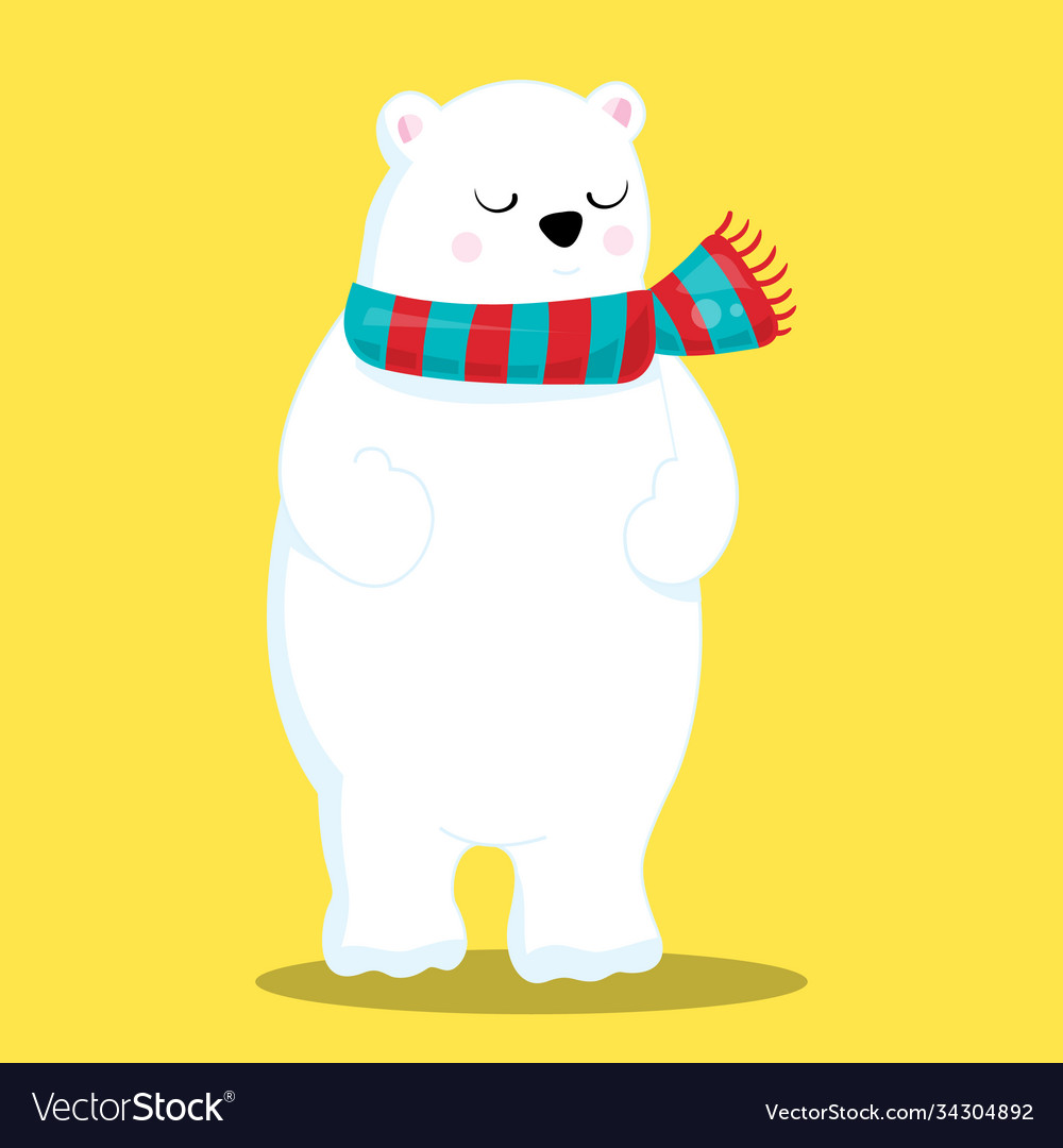 Merry christmas polar bear close naked 12 Vector Image