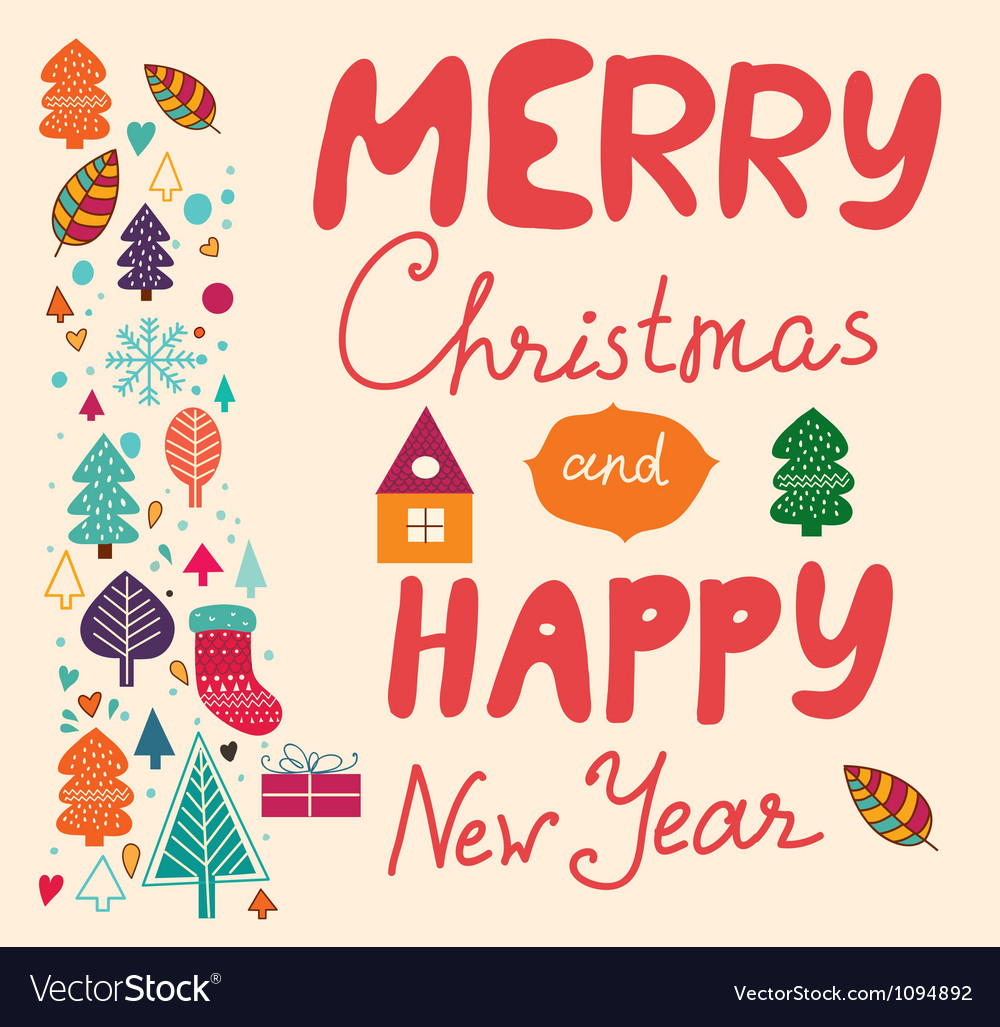 Merry xmas happy new year Royalty Free Vector Image