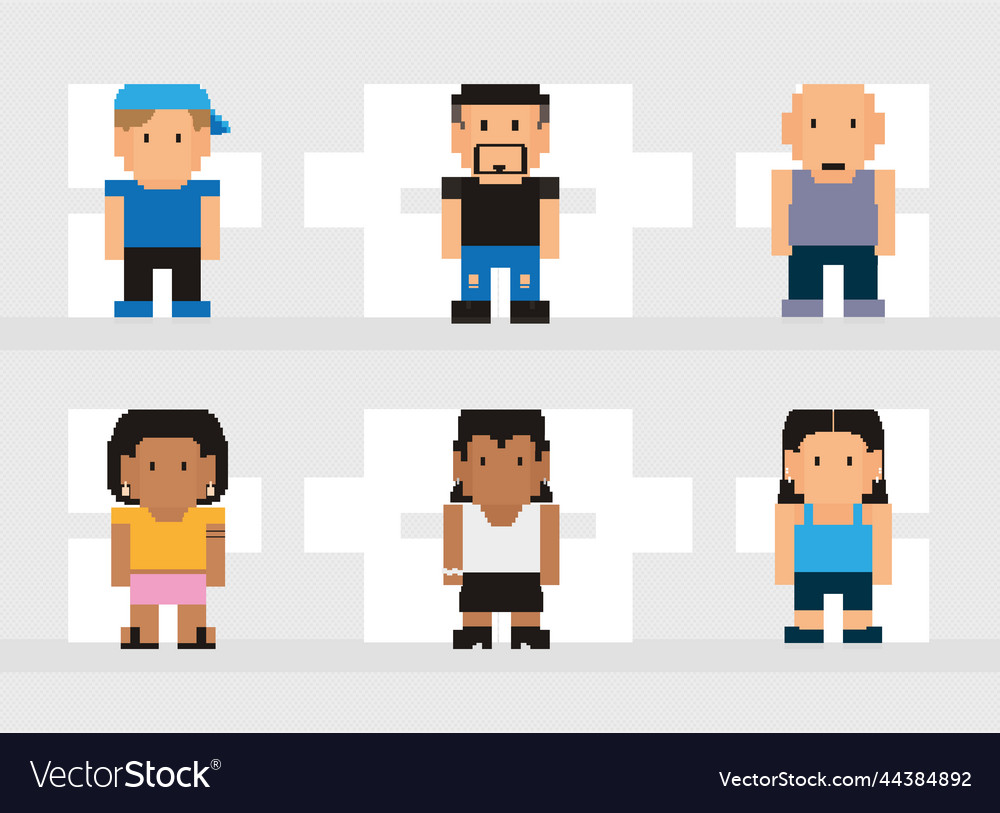 Pixel people set Royalty Free Vector Image - VectorStock