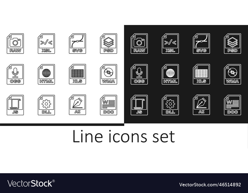 Set line doc file document wma svg html ogg vector image Set line doc file document wma svg html ogg