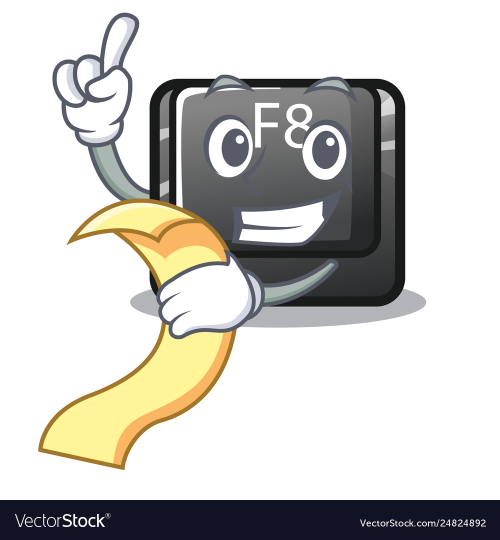 With menu f8 button installed on computer mascot