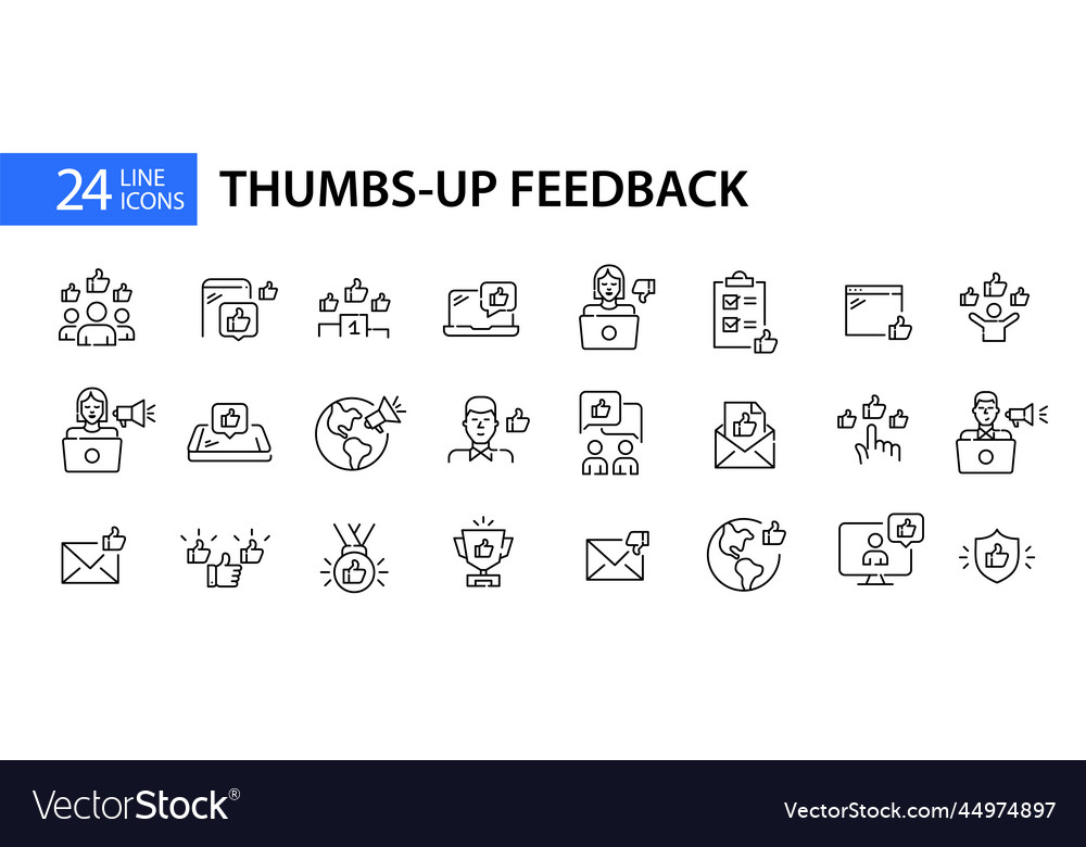 24 positive customer feedback icons thumbs up