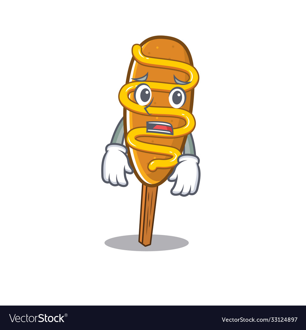 A picture corn dog having an afraid face Vector Image