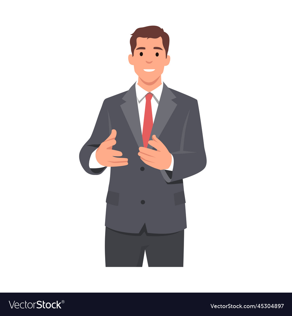 Business man manager in formal suit standing Vector Image