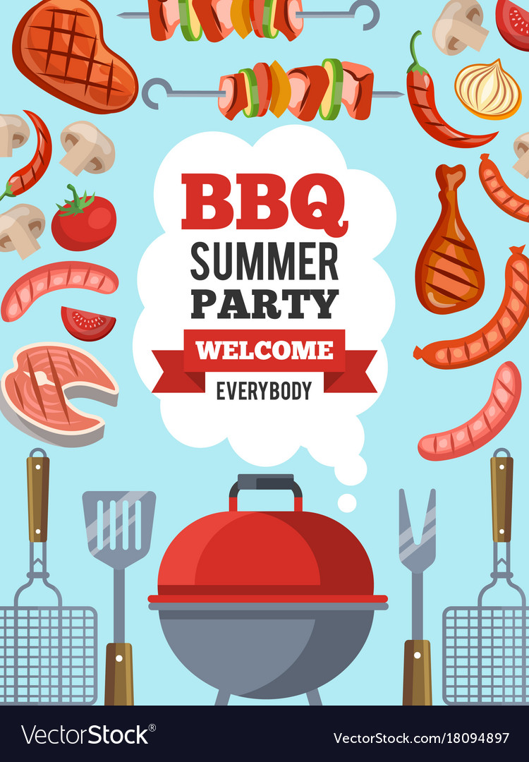 Design template invitation for bbq party Vector Image