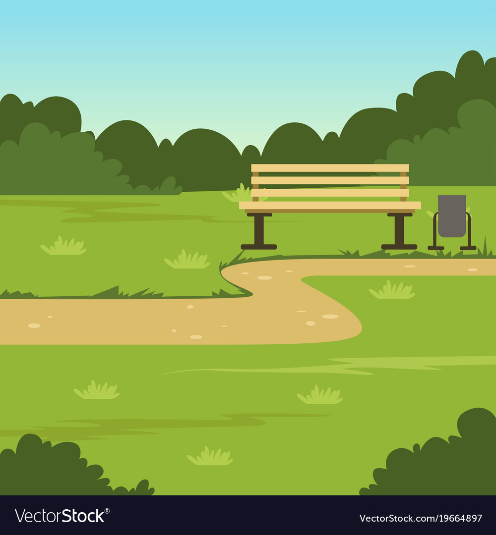 Grüner Sommer Park Bench Landschaft