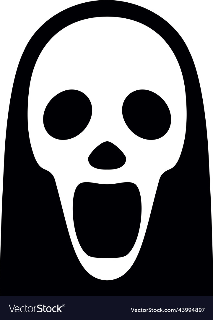 Horror movie scary icon in black and white