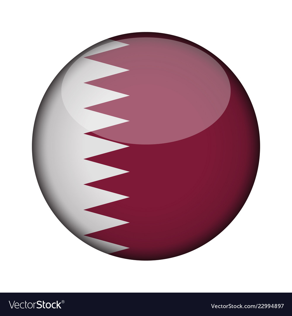 Qatar flag in glossy round button of icon vector image Qatar flag in glossy round button of icon