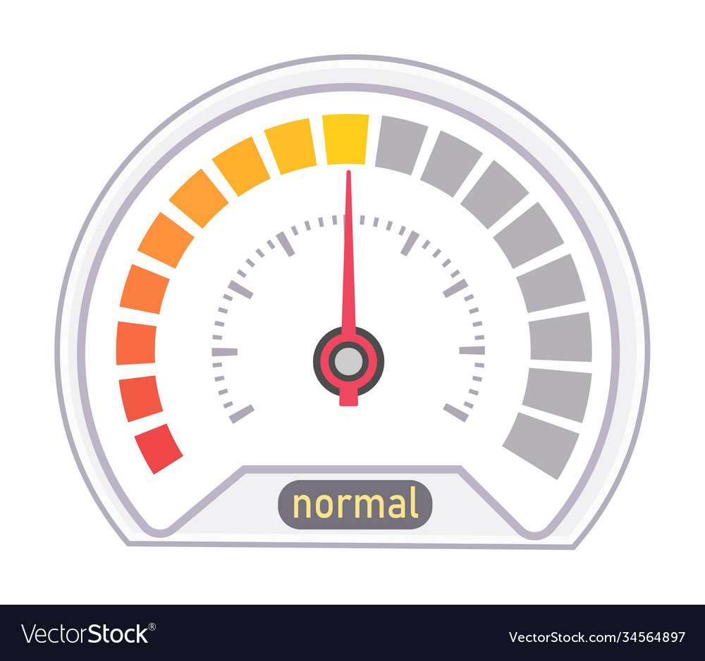 Speedometer indicating normal speed level