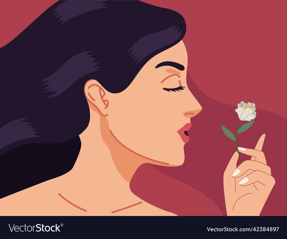 Woman profile with flower Royalty Free Vector Image