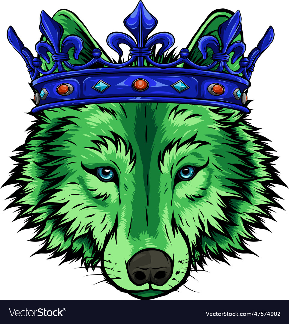 Colored wolf head mascotn Royalty Free Vector Image