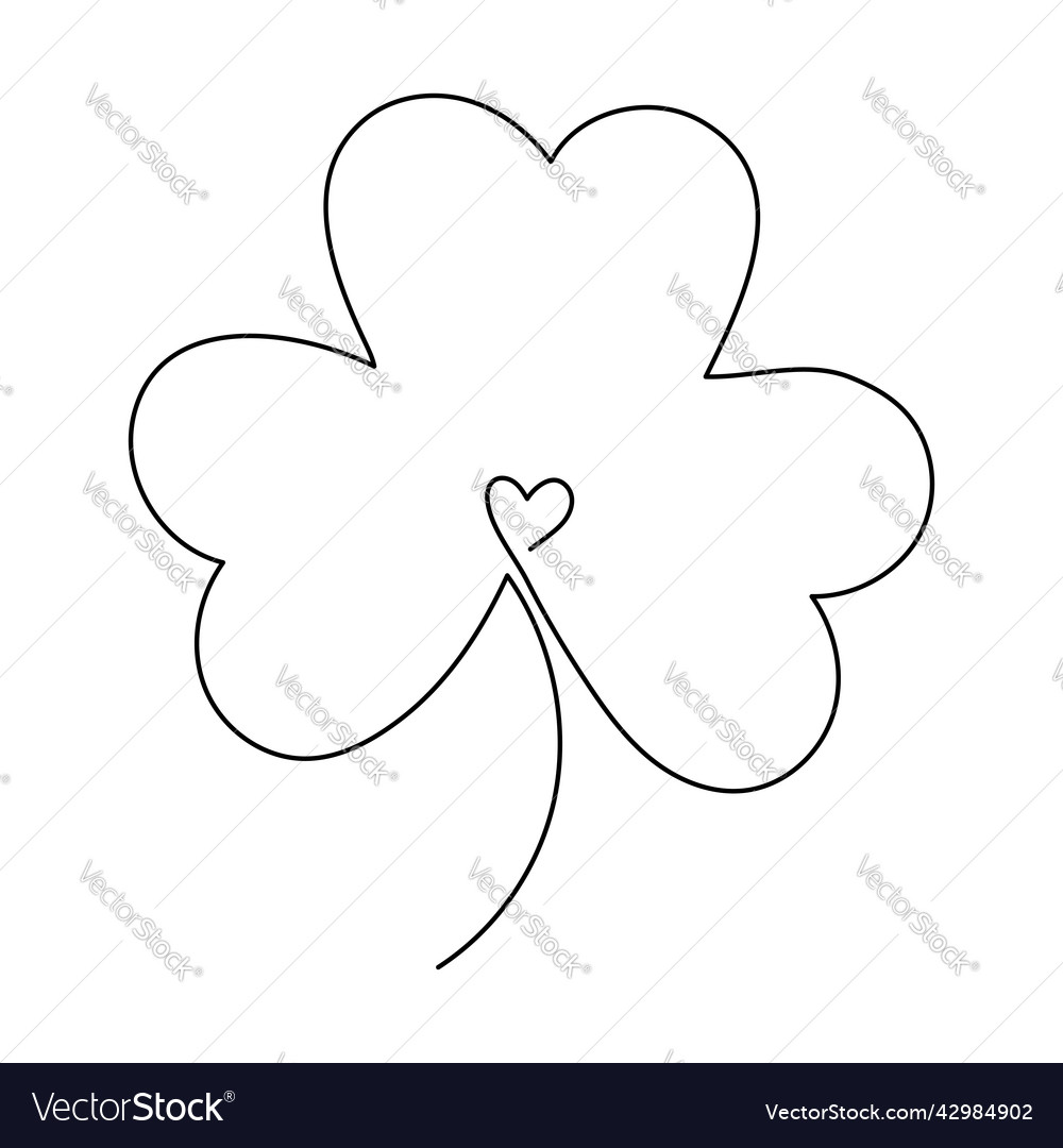 Continuous one line art drawing clover leaf