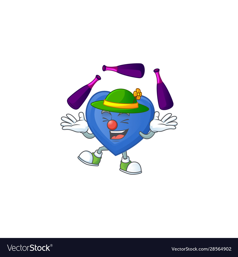 Cute and cool juggling blue love cartoon character