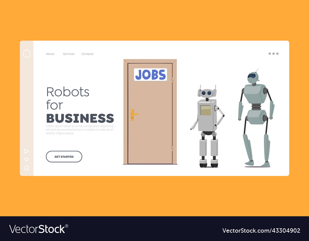 Cyborg hire job landing page template robots