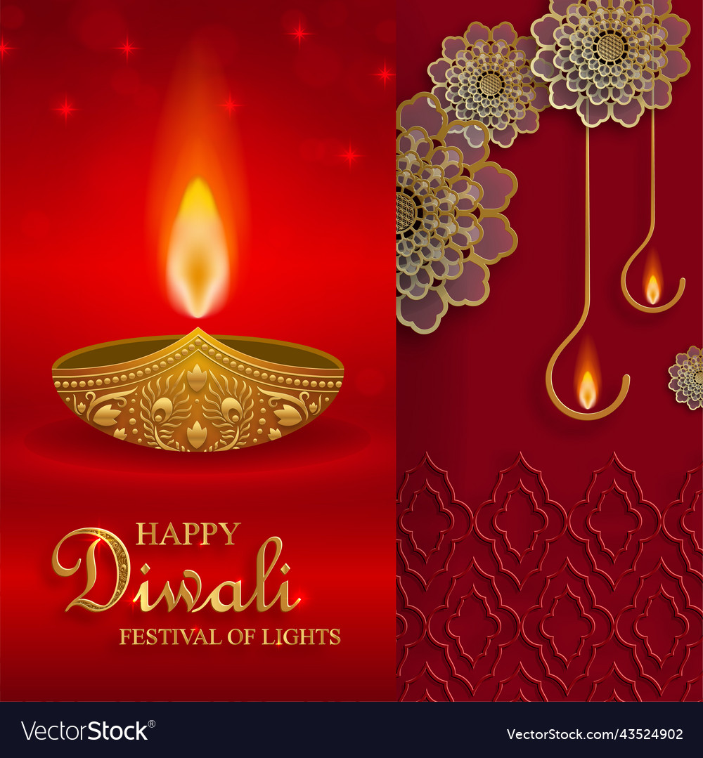 Festive diwali and deepawali card the indian Vector Image