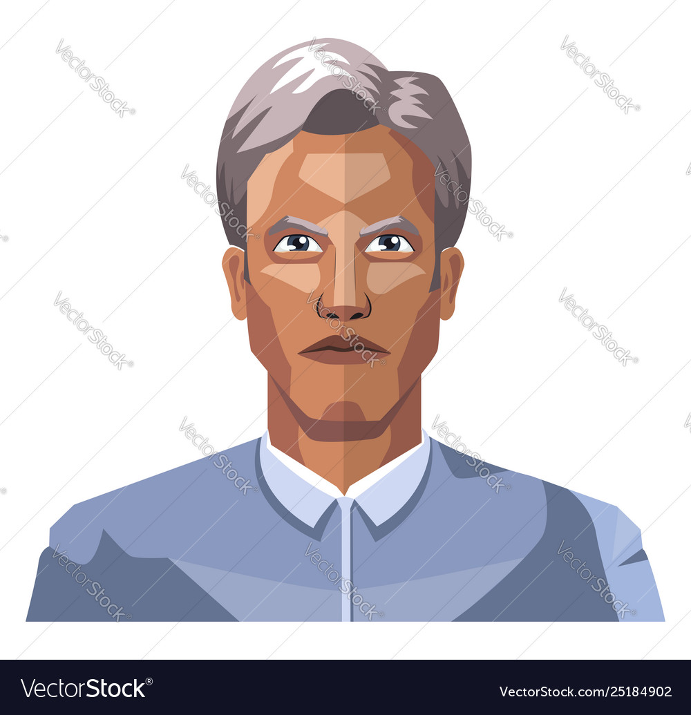 Older man with grey hair on white background Vector Image