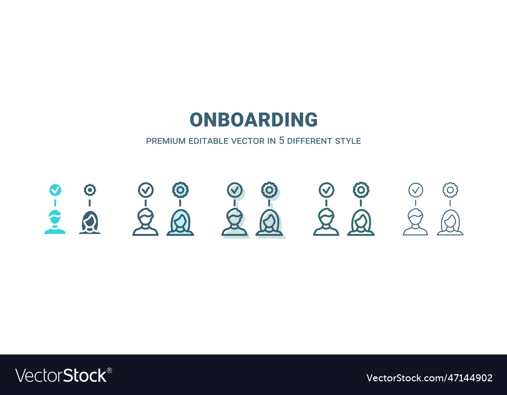 Onboarding icon in 5 different style outline vector image Onboarding icon in 5 different style outline