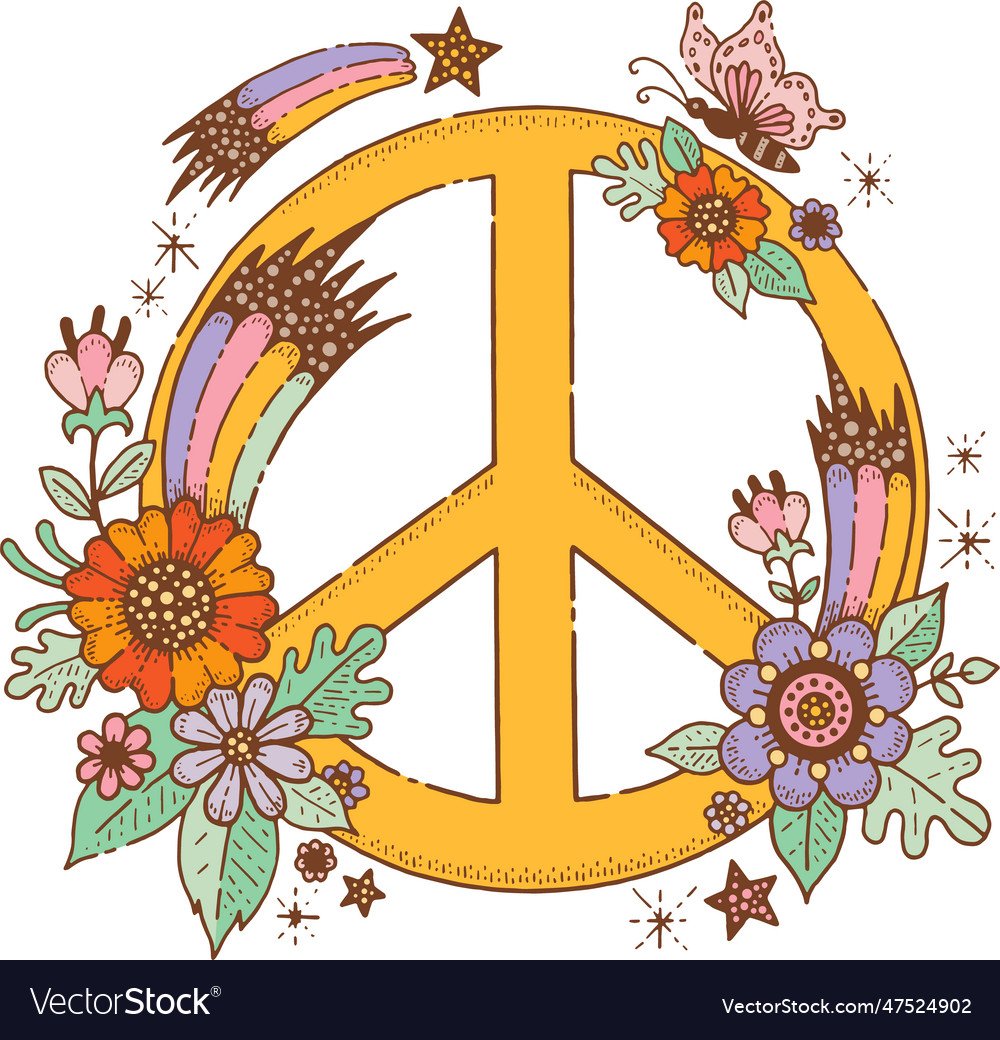 Peace sign symbol of love power in 70s and 60s