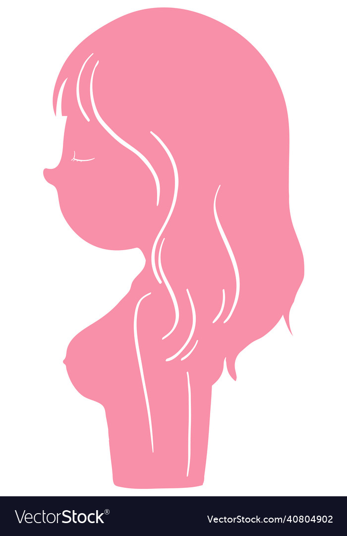 Pink woman silhouette on white background