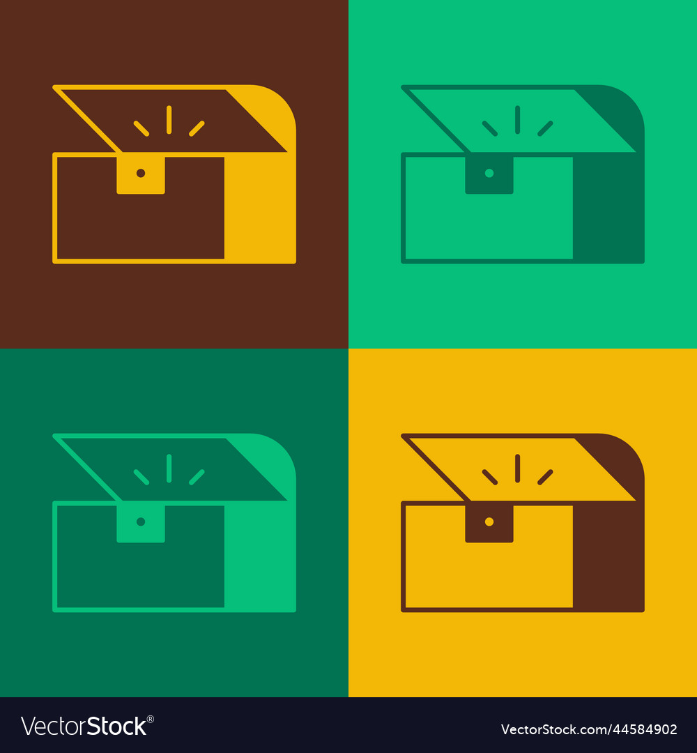 Pop art chest for game icon isolated on color