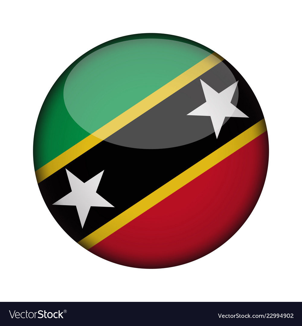 Saint Kitts And Nevis Flag In Glossy Round Button Vector Image 8123