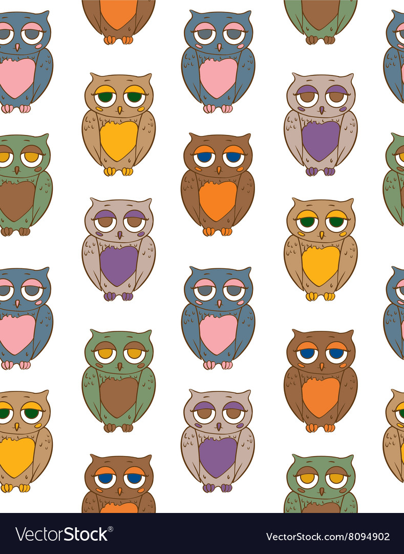 Seamless pattern with color owls