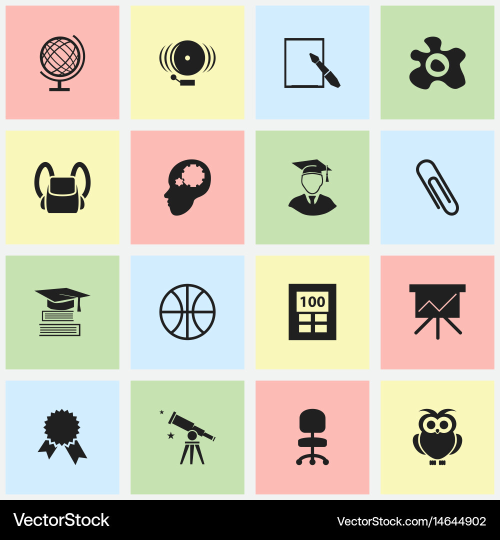 Set of 16 editable graduation icons includes Vector Image