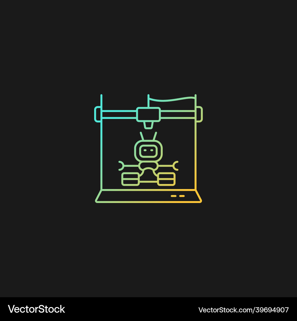 3d robots printing gradient icon for dark theme Vector Image