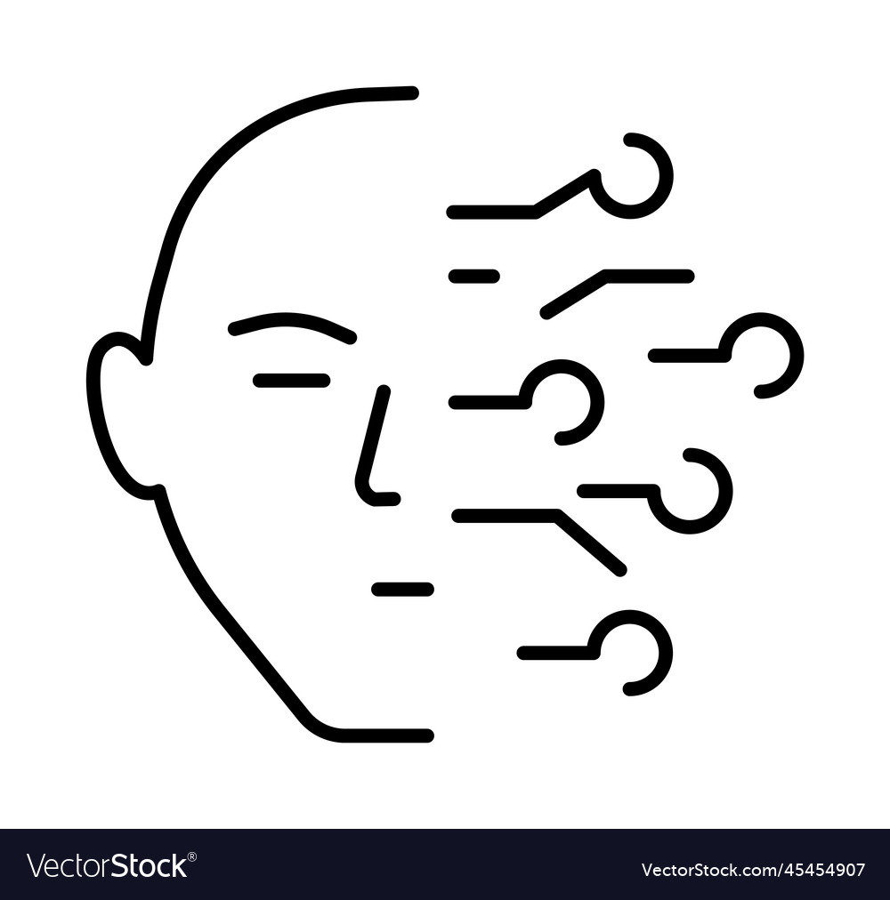 Ai artificial face icon on transparent vector image Ai artificial face icon on transparent