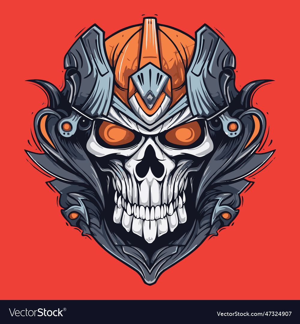 Badass Skull Symbol Warrior Design For Tshirt Vector Image