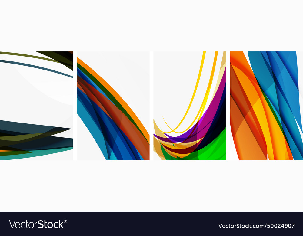 Colorful wave lines poster set for wallpaper Vector Image