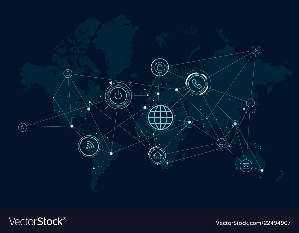 Communications network map of the world data Vector Image