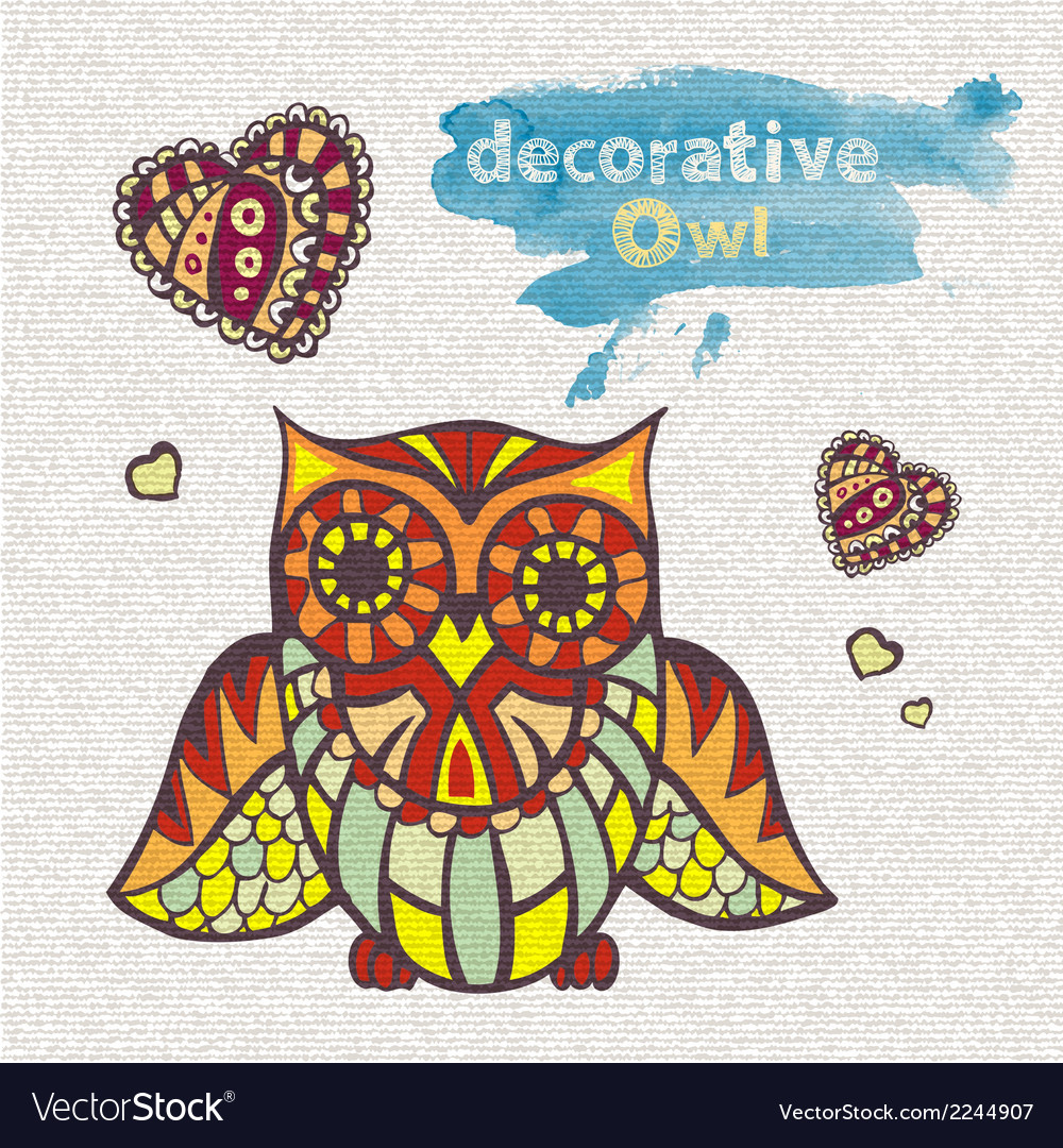 Decorative owl Royalty Free Vector Image - VectorStock