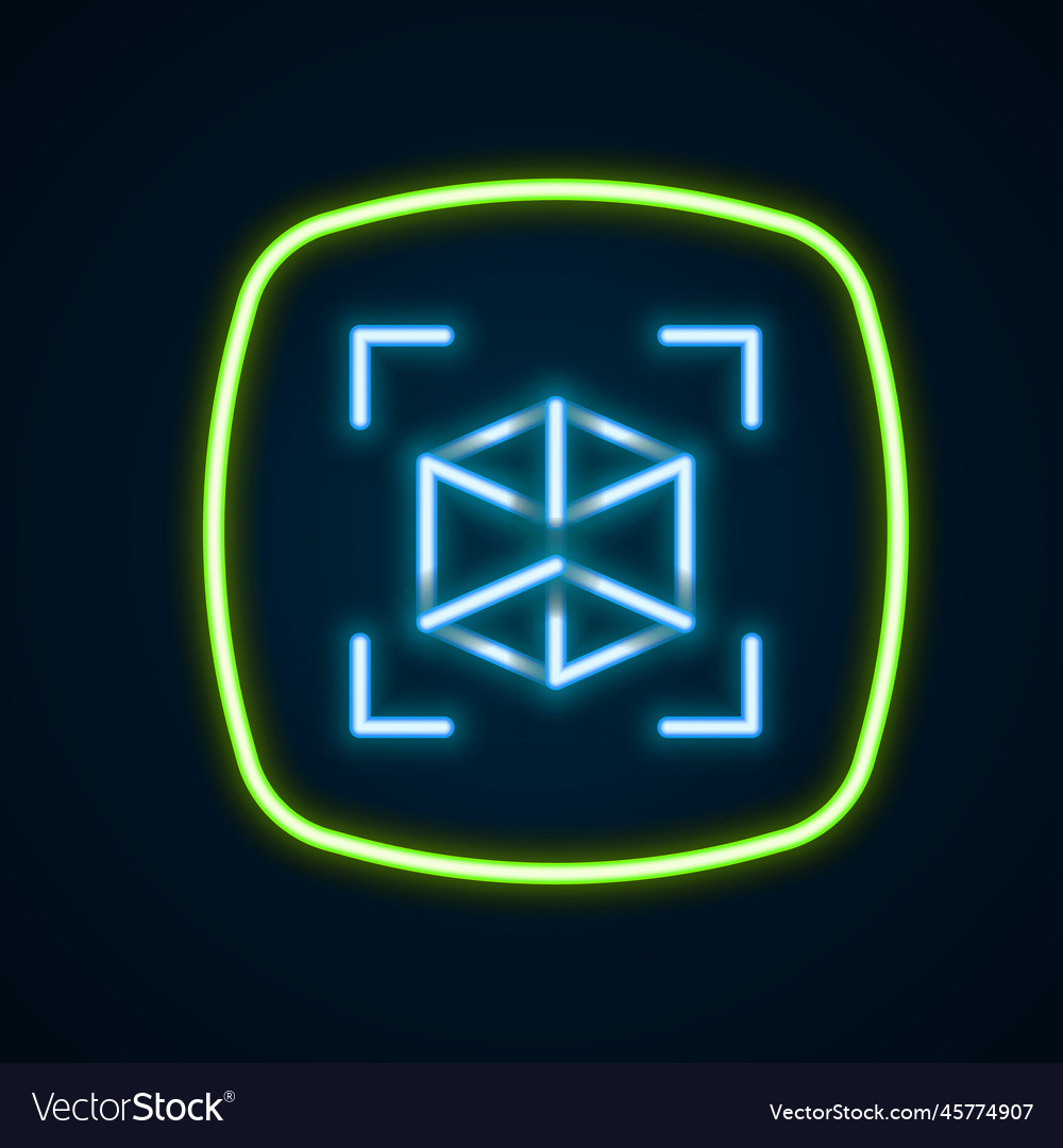 Glowing neon line 3d modeling icon isolated Vector Image