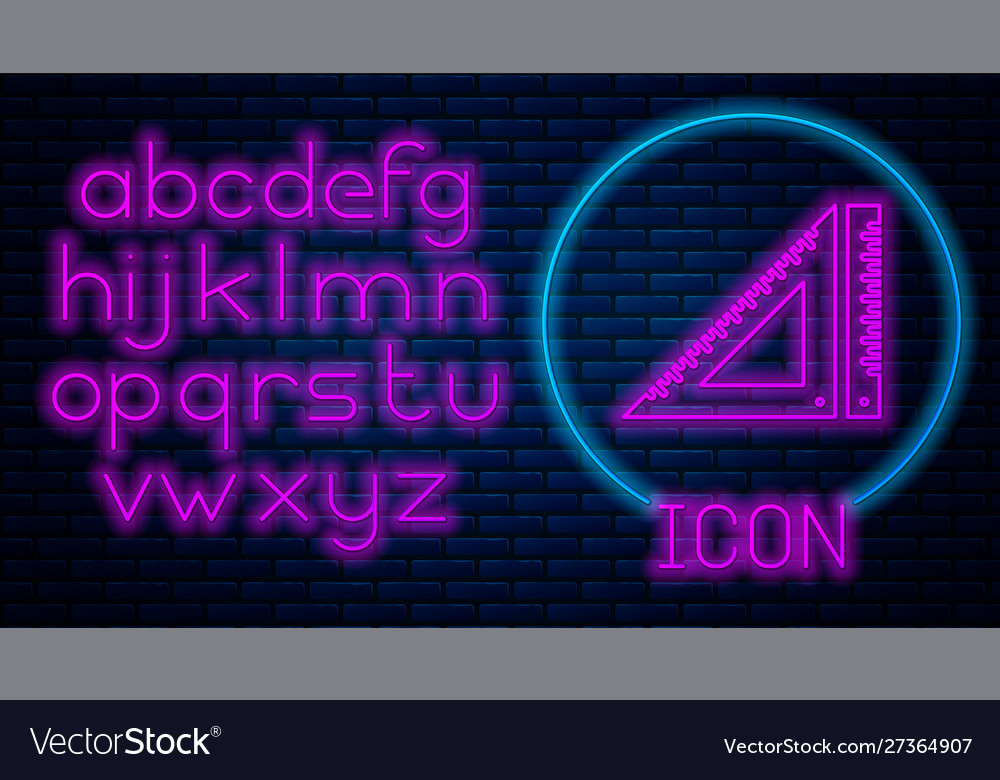Glowing neon triangular ruler icon isolated vector image Glowing neon triangular ruler icon isolated
